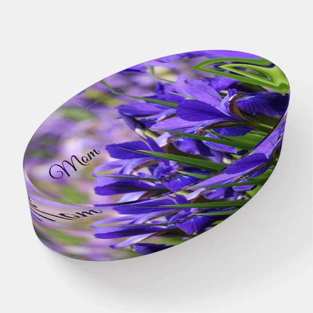 Purple Irises, Mom,  Customize Paperweight (Angled)