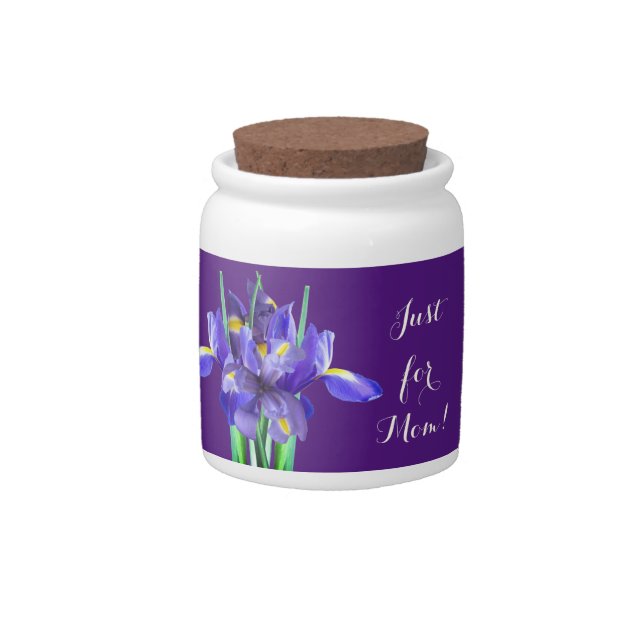 Purple Irises Mother's Day Candy Jar (Front)