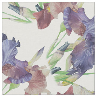 Purple irises print, summer flowers fabric