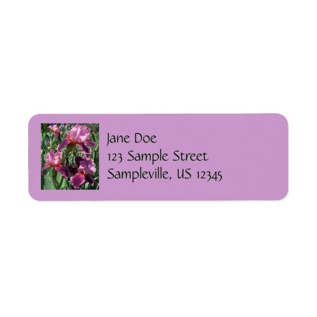 Purple Irises Spring Floral Label (Front)