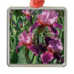 Purple Irises Spring Floral Metal Ornament
