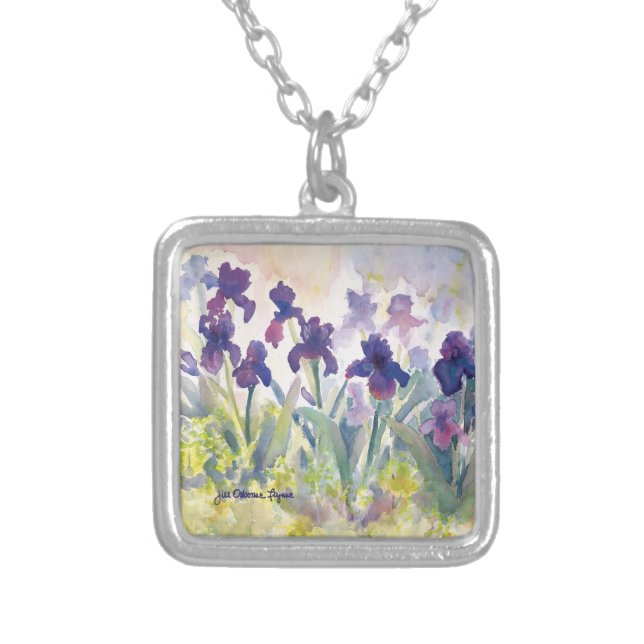 Purple Irises SQ. Necklace (Front)