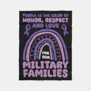 Purple Is The Color Of Honor Respect Love Military Fleece Blanket