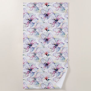 Purple Island Flowers Beach Towel
