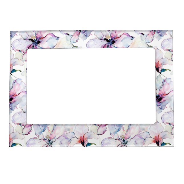 Purple Island Flowers Birthday Magnetic Frame (Front)