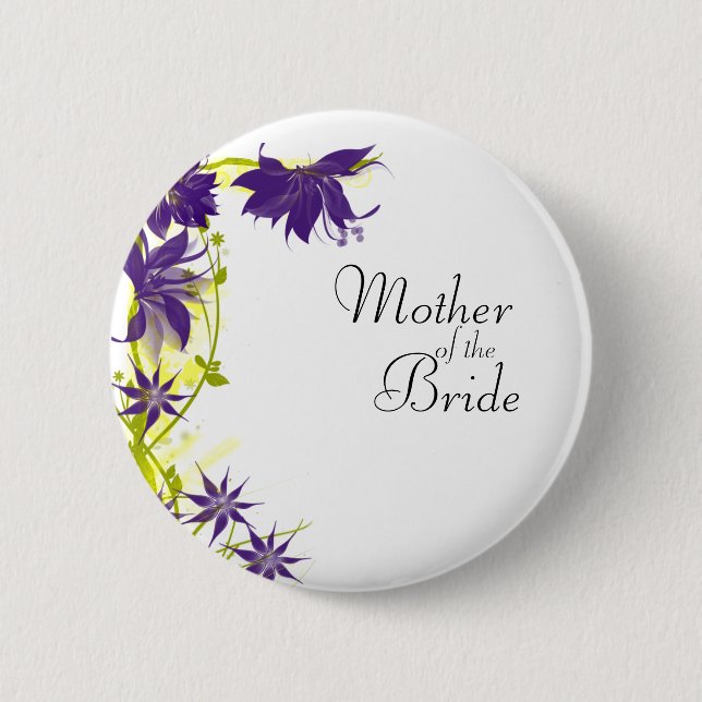 Purple Island Wedding Flowers Mother of the Bride Pinback Button (Front)