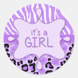 Purple It's a Girl Sticker