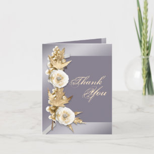 Purple ivory cream wedding engagement letterpress thank you card