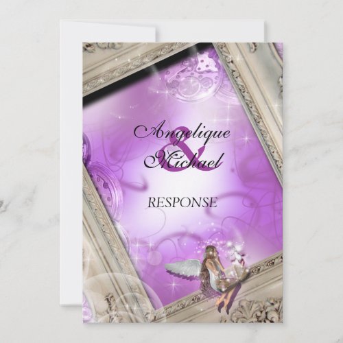 Purple ivory fairy tale wedding invite