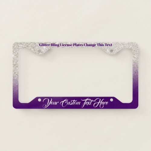 Purple Ivory Gold Sparkle Bling Lady License Plate Frame