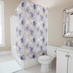 Purple Ivory Pearl Gold Flowers Shower Curtain