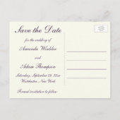 Purple, Ivory, Pink Damask Save the Date Card (Back)