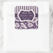 Purple, Ivory, Pink Striped Damask Wedding Sticker (Bag)