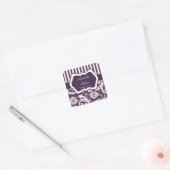 Purple, Ivory, Pink Striped Damask Wedding Sticker (Envelope)