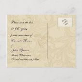 Purple ivory Vintage Flourish Wedding Announcement Postcard (Back)