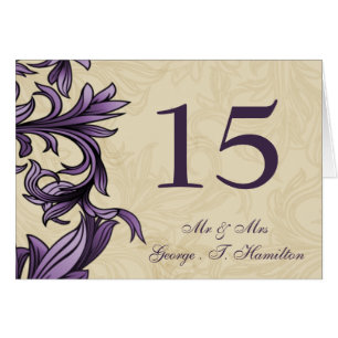 Purple ivory Vintage Flourish Wedding Cards