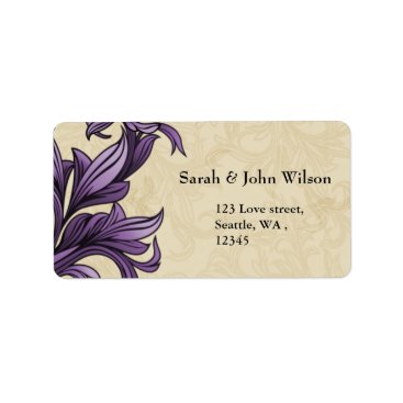 Purple ivory Vintage Flourish Wedding Label