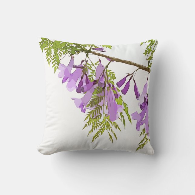 Purple Jacaranda flower on sky background Throw Pillow (Front)
