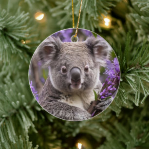 Purple Jacaranda Koala Bear, Ceramic Ornament