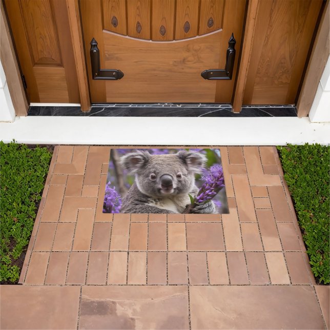 Purple Jacaranda Koala Bear, Doormat (Outdoor)