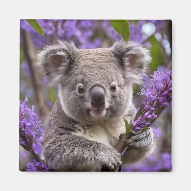 Purple Jacaranda Koala Bear, Magnet (Front)