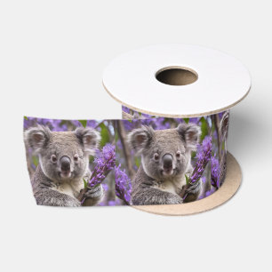 Purple Jacaranda Koala Bear, Satin Ribbon