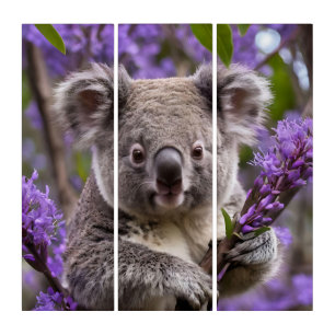 Purple Jacaranda Koala Bear, Triptych