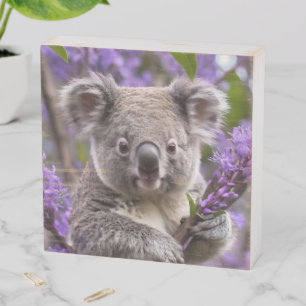 Purple Jacaranda Koala Bear, Wooden Box Sign