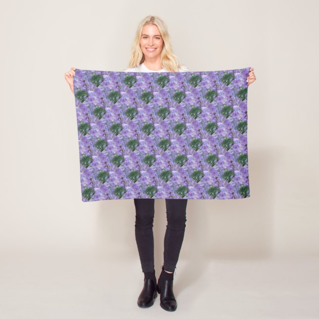 Purple Jacaranda Tree Flowers Fleece Blanket (In Situ)