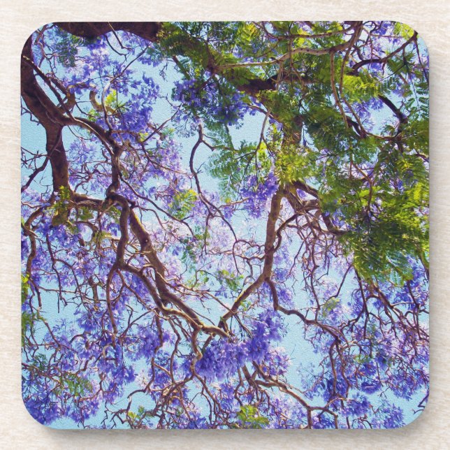 Purple Jacaranda Tree Oil Paint, Beverage Coaster (Front)