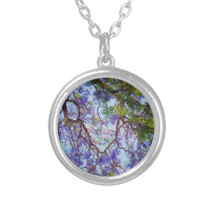 Purple Jacaranda Tree Oil Paint, Pendant Necklace