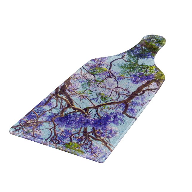 Purple Jacaranda Tree Oil Painting, Cutting Board (Corner)