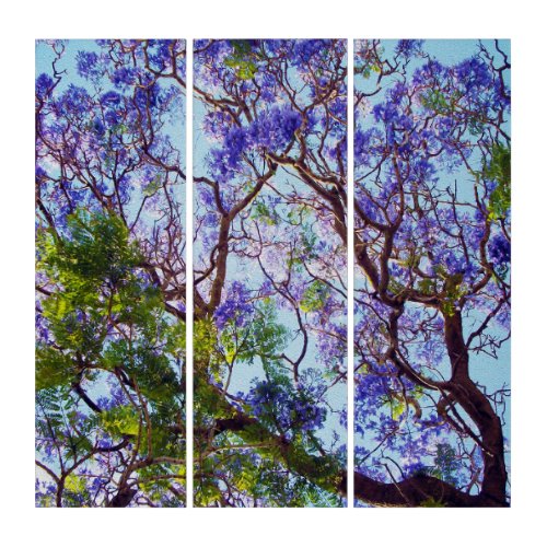 Purple Jacaranda Tree Oil Painting   Triptych