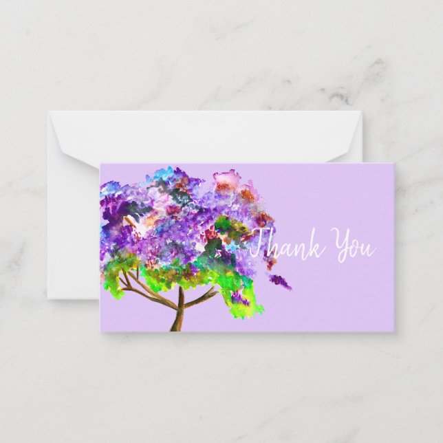Purple Jacaranda tree watercolor art Note Card (Front)