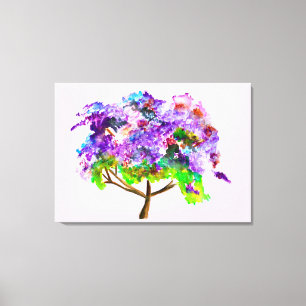 Purple Jacaranda tree watercolor fine art Canvas Print