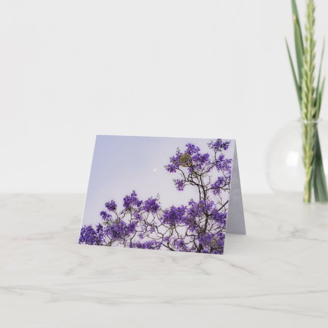 Purple Jacaranda tree with Moon, spring aesthetic Thank You Card (Front)