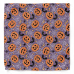 Purple Jack-O-Lantern Halloween Pattern Bandana