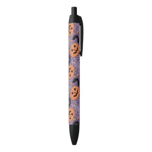 Purple Jack_O_Lantern Halloween Pattern Black Ink Pen