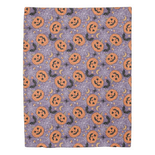 Purple Jack-O-Lantern Halloween Pattern Duvet Cover
