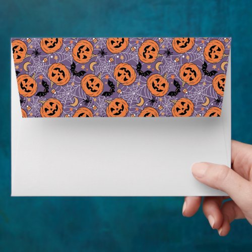 Purple Jack_O_Lantern Halloween Pattern Envelope