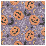 Purple Jack-O-Lantern Halloween Pattern Fabric