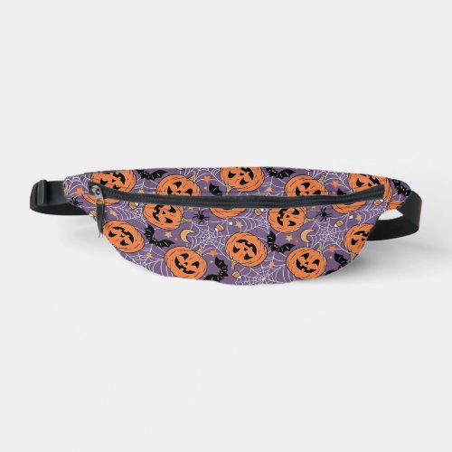 Purple Jack_O_Lantern Halloween Pattern Fanny Pack