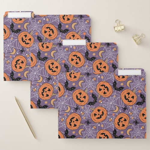 Purple Jack_O_Lantern Halloween Pattern File Folder