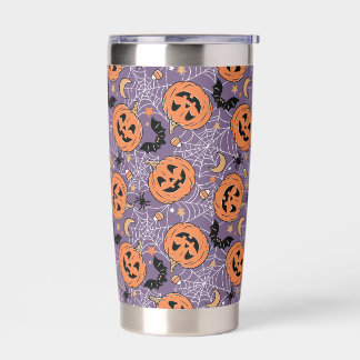 Purple Jack-O-Lantern Halloween Pattern Insulated Tumbler