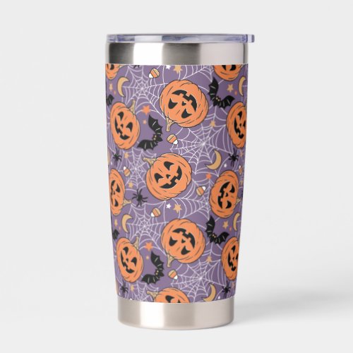 Purple Jack_O_Lantern Halloween Pattern Insulated Tumbler