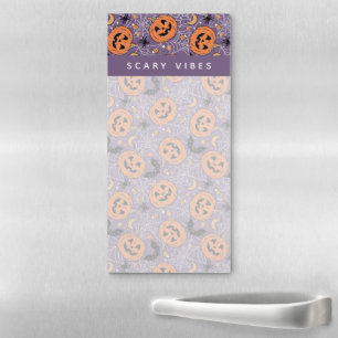 Purple Jack-O-Lantern Halloween Pattern Magnetic Notepad
