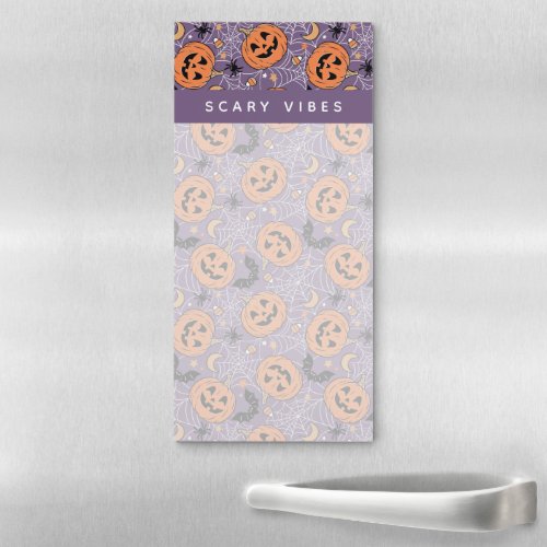 Purple Jack_O_Lantern Halloween Pattern Magnetic Notepad