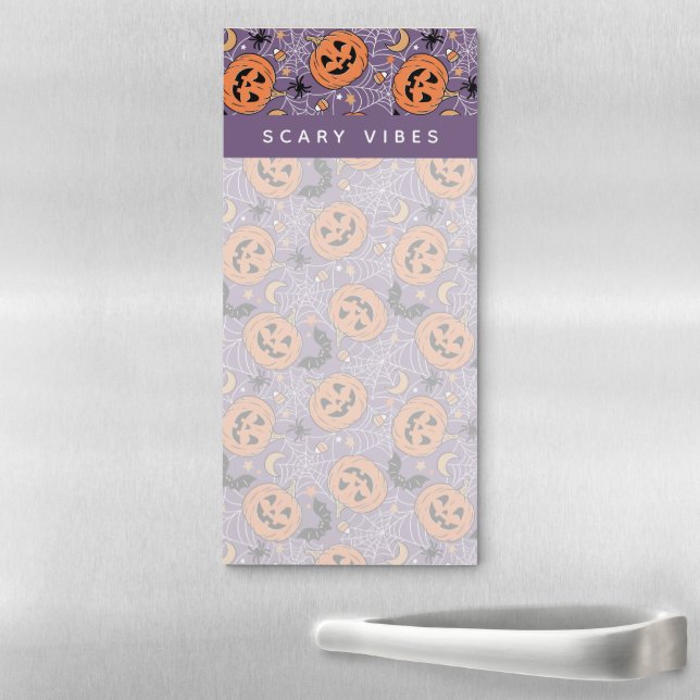 Purple Jack-O-Lantern Halloween Pattern Magnetic Notepad (In Situ)