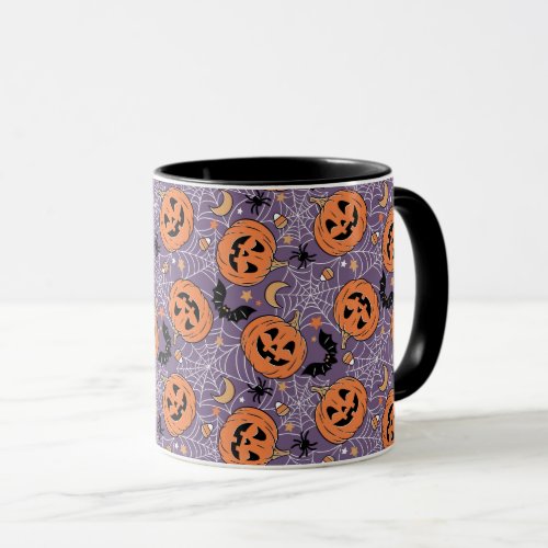 Purple Jack_O_Lantern Halloween Pattern Mug