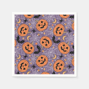 Purple Jack-O-Lantern Halloween Pattern Napkins
